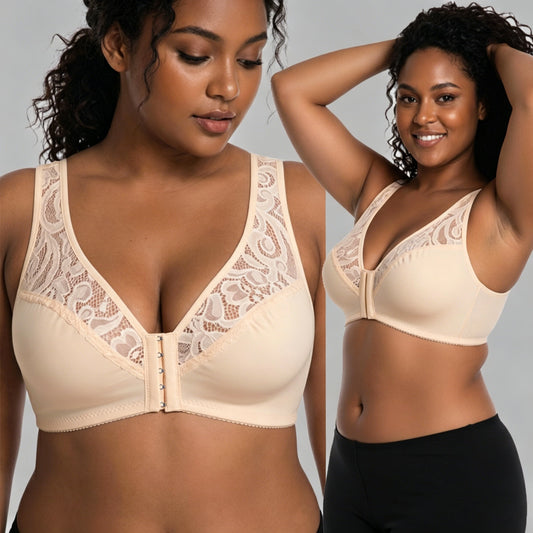 💕 Poslední den – 50% sleva【3dílná sada】【L–4XL】😍 plus size push-up prodyšná podprsenka bez kostic, bezšvový design s předním zapínáním,Platba na dobírku