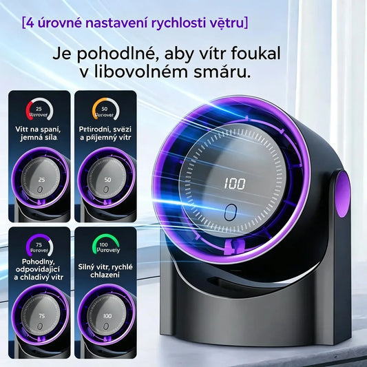 🧊🍃Nový stolní ventilátor bez lopatek s turbínou (lze namontovat na zeď)