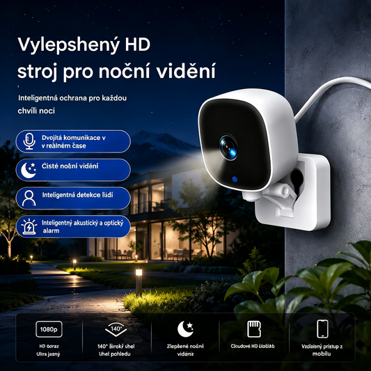 Kamera s vysokým rozlíšením a inteligentným monitorovacím systémom pre domácnosť s funkciou diaľkového bezdrôtového Wi-Fi pripojenia, infračerveného nočného videnia a obojsmerného zvuku.