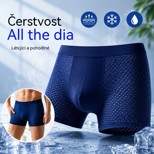 4 kusy (L-4XL) 🔥 2026 Nové pánské boxerky z ledového hedvábí, modal, veliké, s antibakteriální síťovinou
