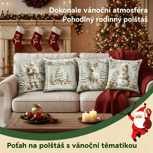 Vánoční sleva 49% 🎄 Povlaky na polštáře s vánoční tématikou【Sada 4 kusů】