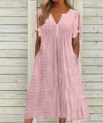 🏖️【S-3XL】2026 Noua rochie midi din dantela plisata simpla