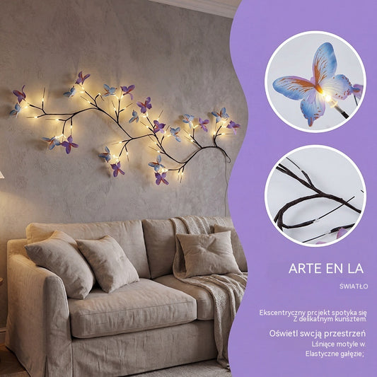 🦋[1.8 metra]✨ Magiczna Girlanda LED z Motylami 💡🏡 Stwórz Przytulny Klimat w Swoim Domu Bez Wysiłku