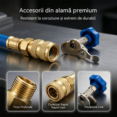 🔧❄️ Furtun de reumplere cu agent frigorific R134a pentru aer condiționat, cu manometru – Etanș, ușor de citit și compatibil cu autoturisme, camioane sau aparate de aer condiționat de uz casnic – Reumplere DIY în condiții de siguranță 🚗
