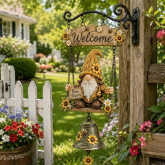 🔔 Witamy gości w wyjątkowym stylu! Krasnal ogrodowy z dzwonkiem i tabliczką „Welcome” 🏡✨