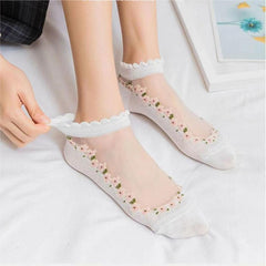 【🔥Oferta ograniczona czasowo🔥】💐【14 par】🧦 letnich oddychających skarpet w kwiaty Materiał: bawełna