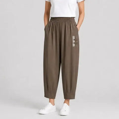🔥【M–4XL】👖 Dámské lehké a prodyšné bavlněné lněné kalhoty - stylové a ležérní zkrácené kalhoty