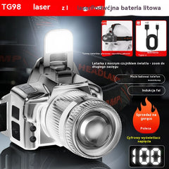 💡【50% zniżki】Reflektor z czujnikiem ruchu LED. Posiada funkcję zoomu, oświetlenie dalekiego zasięgu, akumulator i długi czas pracy na baterii.