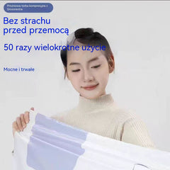 🧳【Zestaw 5 sztuk】💨 Duża, kompresyjna torba próżniowa: nie wymaga pompki, jest szczelna i idealnie nadaje się do oszczędzania miejsca w walizkach i w domu ✈️