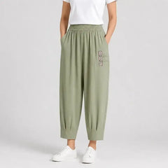 🔥【M–4XL】👖 Dámské lehké a prodyšné bavlněné lněné kalhoty - stylové a ležérní zkrácené kalhoty