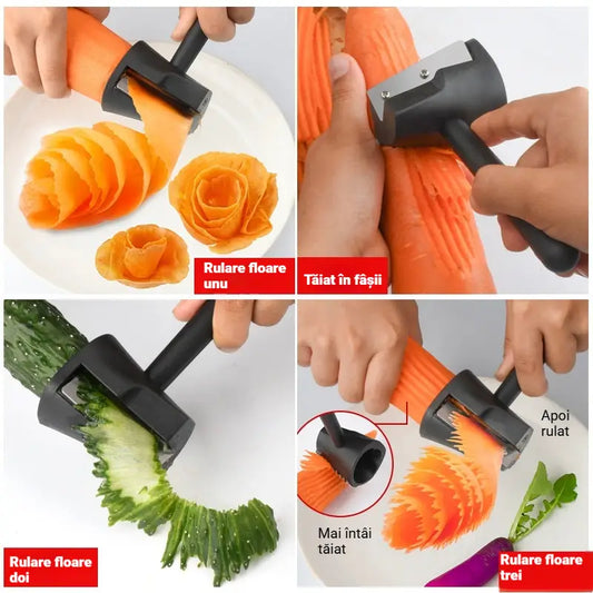 ✨【3 buc】Dispozitiv Manual pentru Spiralat Legume: Formă de Pâlnie pentru Decorat Farfurii, Feliator Creativ pentru Morcovi și Castraveți