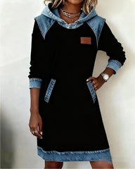 【S-3XL】Rochie cu glugă din denim, nouă la modă de iarnă