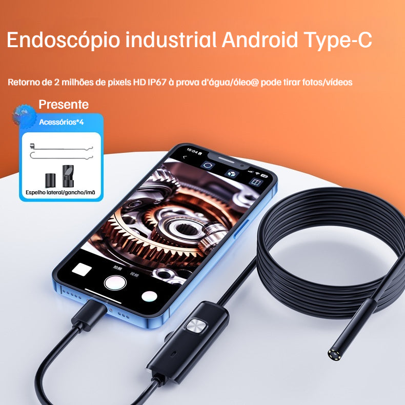 📱 Novo Endoscópio Industrial 7mm – Com Conexão Direta via Câmera Type-C, Compatível com Qualquer Smartphone