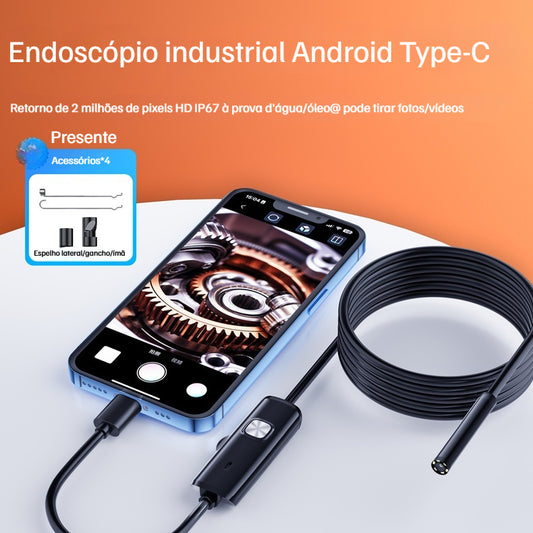 📱 Novo Endoscópio Industrial 7mm – Com Conexão Direta via Câmera Type-C, Compatível com Qualquer Smartphone