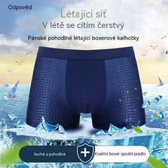4 kusy (L-4XL) 🔥 2026 Nové pánské boxerky z ledového hedvábí, modal, veliké, s antibakteriální síťovinou