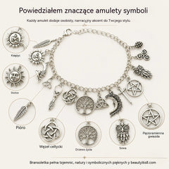 🔥 Kup 1, drugą otrzymasz GRATIS! ✨ Regulowana bransoletka vintage z mistycznymi zawieszkami dla kobiet 🔮 Idealna do stylizacji boho, gotyckich i na prezent 🎁