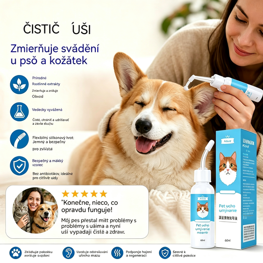 🐶🐱 Čistič uší ke zmírnění svědění uší u psů a koček.