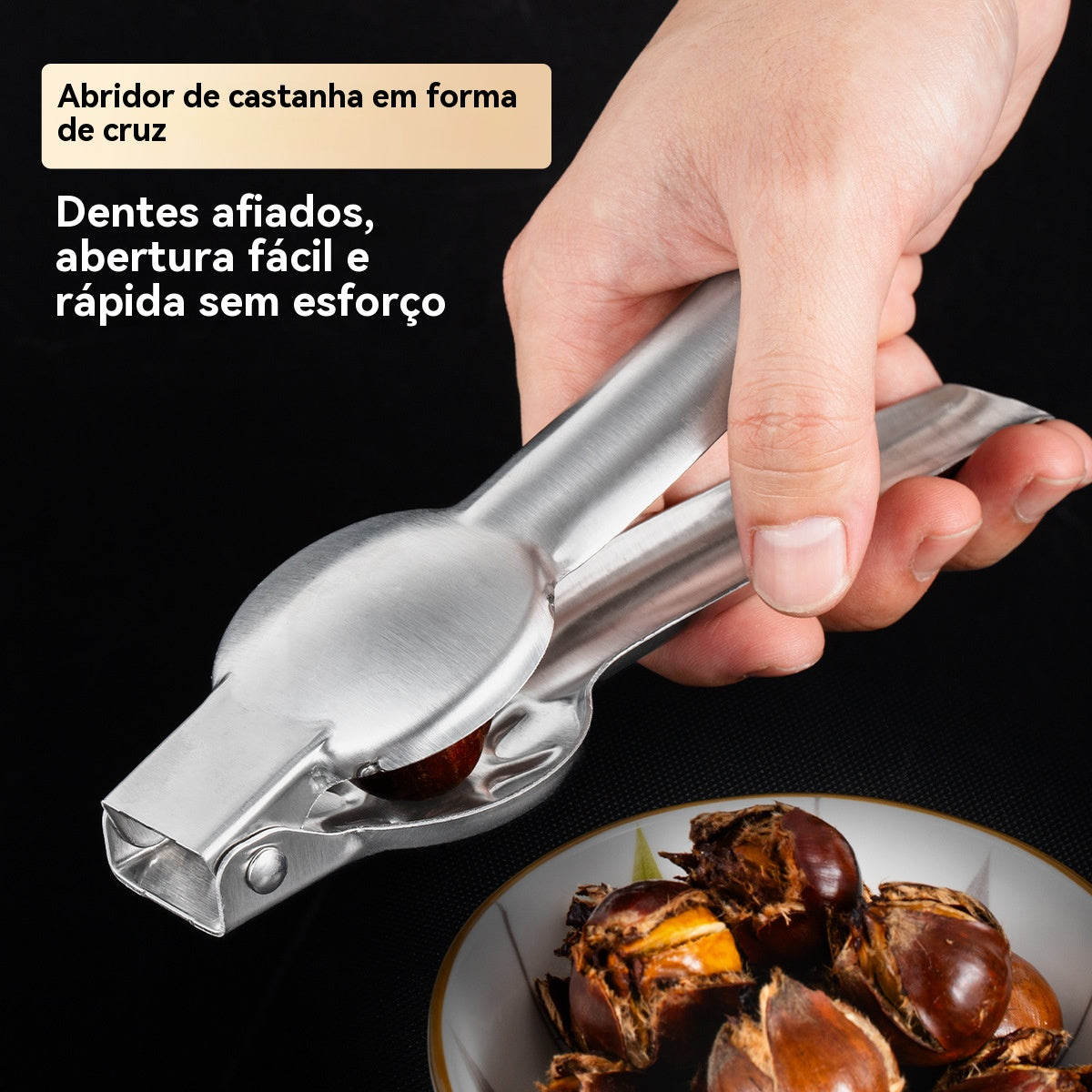 🌰✂️ Abridor de castanhas 🔥🍽️ Abre com um toque, não machuca as mãos! 💪