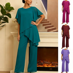 🌹【S–3XL】Nový letní dámský módní komplet, pohodlný a snadno kombinovatelný, s elegantním asymetrickým střihem