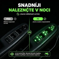 🚗 Fluorescenční samolepky na tlačítka auta | Najděte ovládací prvky okamžitě i v noci
