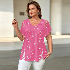 👚【S-5XL】Modna koszulka z dekoltem w serek i wycięciem w kształcie serca