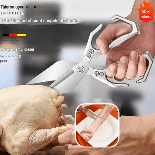 🍗✂️Foarfece de bucătărie multifuncționale, rezistente💯, pentru tăierea cărnii și a oaselor
