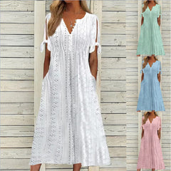 🏖️【S-3XL】2026 Noua rochie midi din dantela plisata simpla