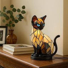 ✨Stolní lampa ve tvaru kočky, retro noční lampa vyrobená z barevné pryskyřice s motivem kočky
