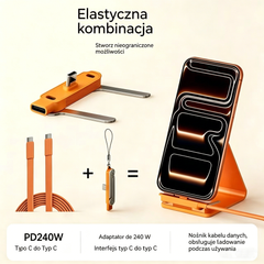 🔥【Kup 1, a 1 dostaniesz gratis!59.5 zł/komplet】 ⚡ Składany adapter do telefonu + Kabel do szybkiego ładowania 240 W typu C | ✅Obsługuje szybkie ładowanie i przesyłanie danych