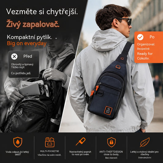 【Kupte 1, získejte 1 zdarma】🎒 ✨ Voděodolná crossbody taška s více kapsami – organizovaný úložný prostor, nastavitelný popruh, konektor pro sluchátka