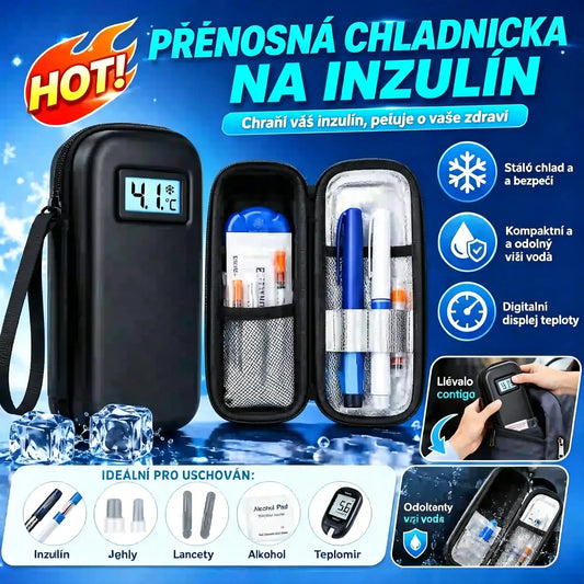 Cestovní pouzdro na chlazení inzulínu s teplotním displejem
