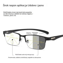👓 Zcela nové bezrámové brýle na čtení určené speciálně pro střední a starší generaci, vybavené funkcí zvětšení, multifokálními skly, fotochromatickými skly a filtrem modrého světla.