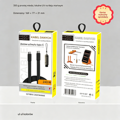 🔥【Kup 1, a 1 dostaniesz gratis!59.5 zł/komplet】 ⚡ Składany adapter do telefonu + Kabel do szybkiego ładowania 240 W typu C | ✅Obsługuje szybkie ładowanie i przesyłanie danych