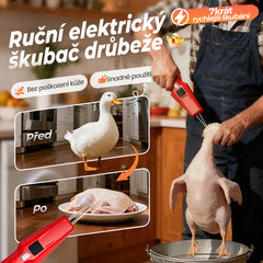 【 1 kus 670 Kč】🐓🦆Přenosný elektrický stahovák peří pro kuřata, kachny, husy a drůbež (nabíjení přes USB)