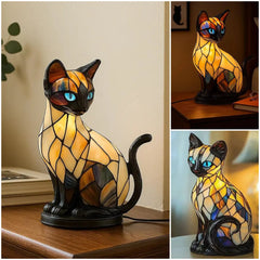 ✨Stolní lampa ve tvaru kočky, retro noční lampa vyrobená z barevné pryskyřice s motivem kočky