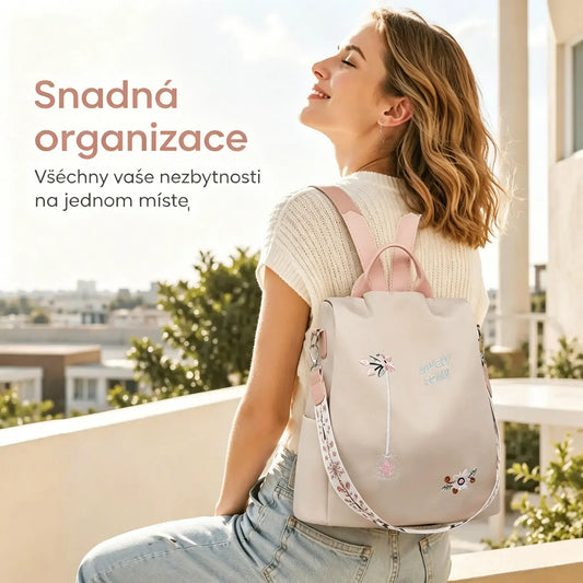 Velká batoh na cestování proti krádeži s výšivkou