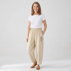 🔥【M–4XL】👖 Dámské lehké a prodyšné bavlněné lněné kalhoty - stylové a ležérní zkrácené kalhoty