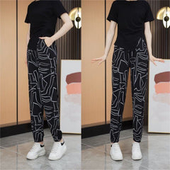 🔥Oferta ograniczona czasowo-50% zniżki🔥[S-4XL]Modne obcisłe spodnie z nogawkami wiosna i lato casual duży rozmiar【45-95kg】