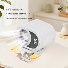 🌀 Ventilator cu montare pe haine, ecran LED, clemă integrată și 199 de niveluri de reglare