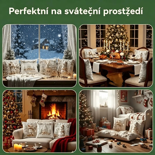 Vánoční sleva 49% 🎄 Povlaky na polštáře s vánoční tématikou【Sada 4 kusů】