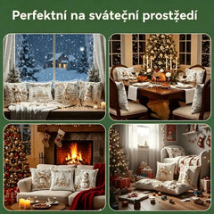Vánoční sleva 49% 🎄 Povlaky na polštáře s vánoční tématikou【Sada 4 kusů】