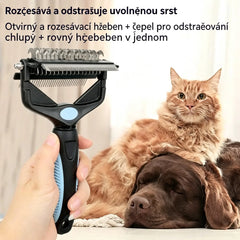 🐱🐶Multifunkční peří 3 v 1 pro odpojování srstí domácích zvířat, hříba pro odstraňování srstí psů a koček.