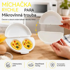 🔥🍳 Dokonalá snídaně během pár minut! Nádoba na přípravu omelet v mikrovlnné troubě 🥚 | 2 oddíly · Nepřilnavý materiál vhodný pro styk s potravinami · Odnímatelné panty pro snadné čištění · Rychlá příprava bez nutnosti oleje