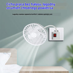 🔌💨 Mini wentylator obrotowy 360° do gniazdka – mocne chłodzenie do kuchni, łazienki, sypialni i biura