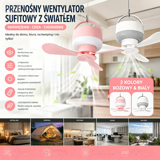 ⏰ Oferta ograniczona czasowo: Wentylator sufitowy z akumulatorem i oświetleniem LED! 🌬️✨