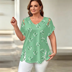 👚【S-5XL】Modna koszulka z dekoltem w serek i wycięciem w kształcie serca