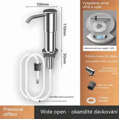 Vestavný dávkovač mýdla a mycího prostředku pro kuchyňský dřez, z prémiové nerezové oceli, s výsuvnou trubicí vedoucí přímo do láhve a gravitační kuličkou 304, rychlé čerpání