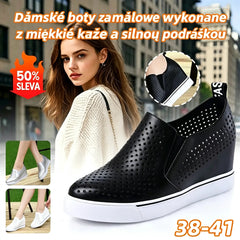 🔥Letní akce【34–41】Módní dámské volnočasové boty s prodyšným perforovaným svrškem, měkkou koženou úpravou a silnou podrážkou – pohodlné na každém kroku
