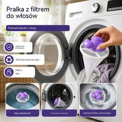 🧺 6 szt. za 99 zł 🐾 Koniec z sierścią na ubraniach! ✨ Pływający filtr do pralki usuwa włosy, kłaczki i sierść zwierząt podczas każdego prania