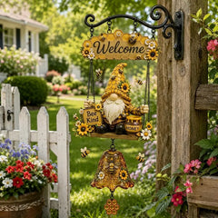 🔔 Witamy gości w wyjątkowym stylu! Krasnal ogrodowy z dzwonkiem i tabliczką „Welcome” 🏡✨